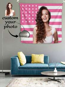 1pc Customizable Personalized Tapestry With Photos And Text, For Birthday, Wedding, Halloween, Christmas, Party, Father's/Mother's Day, Home Decor, Bedroom Aesthetics, Wall Art Lightweight Custom For Graduation, For Weddings, For Housewarming Tea Room, Bedroom, Living Room, Custom Tapestry, Custom Flags For Anniversaries, For Graduation, For Housewarming, For Weddings, For Birthdays Sofa, Bed, Car, Tea Room, Bedroom, Living Room Back To School