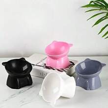 1个猫用高脚碗，15度倾斜猫咪喂食器托盘，稳固底座防止倾倒，宠物喂食或饮水站，适用于室内猫狗，可放入洗碗机清洗