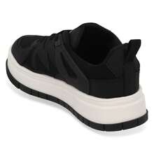 Zapato Tenis De Piso Para Dama Negro De Material Textil Con Agujetas Ajustables Y Plantilla Textil Para Uso Diario - Negro - Ver 3