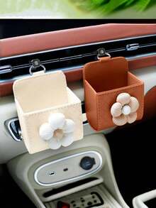 1/2 szt. Wielofunkcyjne pudełko do przechowywania w otworze wentylacyjnym samochodu ze skóry PU z małym uchwytem montażowym - trwały i stylowy design, dużo miejsca na akcesoria, idealne do przechowywania małych przedmiotów w samochodzie, służące jako uchwyt na telefon itp., poprawiające wrażenia z jazdy Sun Travel Cool