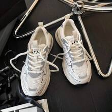 Thick-Soled Dad Shoes For Women 2024 Early Spring Korean Version Versatile Breathable Casual Mesh Sports Running Shoes