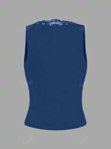 Women Sexy Lace V-Neck Y2K Comfortable Casual Beach Vacation Versatile Commuter Tank Top, Spring/Summer