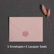 Kirschblüten-rosa Retro-Umschläge, schöne und frische Umschlagset, einfache romantische Liebesbriefe mit Feuerfarbe versiegelt, geeignet für Hochzeitseinladungen, passend als Geschenk zum Valentinstag und Muttertag (5 Umschläge + 5 Lacksiegel), Rückkehr zur Schule