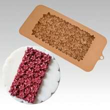 1pc Chocolate Silicone Mold With Flower Pattern, Fondant Cake Mold, DIY Fruit Decorated Baking Tool, Soap, Candle, Resin Casting Silicone Mold