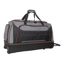 30 In Rolling Drop-Bottom Duffel Bag For Travel, Black And Gray - Black - View 1