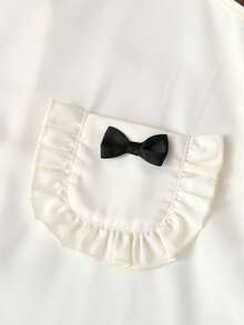 فستان صيفي للفتاة الصغيرة بأكمام قصيرة وطراز أميري، فستان بياقة بيتر بان مع جيب وفيونكة