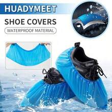 100 件 13.8*7 英寸一次性鞋套 PE 脚套膜保持地板清洁家用防水耐磨防滑鞋套整理和储存，适用于家庭、办公室、学校、鞋子和靴子配件