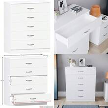 Vida Designs White Chest Of Drawers 5 Drawer With Metal Handles And Runners Unique AntiBowing Drawer Support Riano Bedroom Furniture - White - View 1