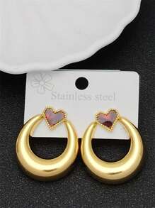 A Pair Of Popular Wheat Ear C-Shaped Stainless Steel Earrings Suitable For Ladies To Wear To The Party.
