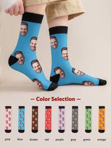 1 par de calcetines personalizados donde puedes colocar cualquier foto, calcetines personalizados con foto para hombres y mujeres, calcetines de pareja con imagen personalizada interesante, apropiados para el Día de San Valentín, Día del Padre, Día de la Madre, regalos de cumpleaños y otras ocasiones, calcetines divertidos, alegres, locos, de anime, multicolor