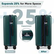 Suitcase Large 28 Inch Expandable Hard Shell Lightweight Polycarbonate Travel Luggage Durable High Capacity With Wheels TSA Lock Dark Green - 28Inch - View 6