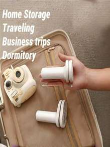 1pc Portable Travel Hanger - Adjustable Folding Design, 5 Slots, Windproof Spiral Clip, Suitable For Hotel And Business Travel, No Drilling Required For Assembly