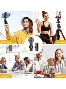 HITOZON Professional Wireless Lavalier Microphone For Smartphones,Wireless Microphone Plug-Play,Lapel Mic For Video Recording,Teaching, Interviews,Podcast,Cordless Omnidirectional Condenser Recording Mic For Vlog