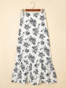 Acelitt Vestido largo bohemio de talle alto con volantes y abertura en el bajo, color azul cielo, para verano - Negro - Ver 6