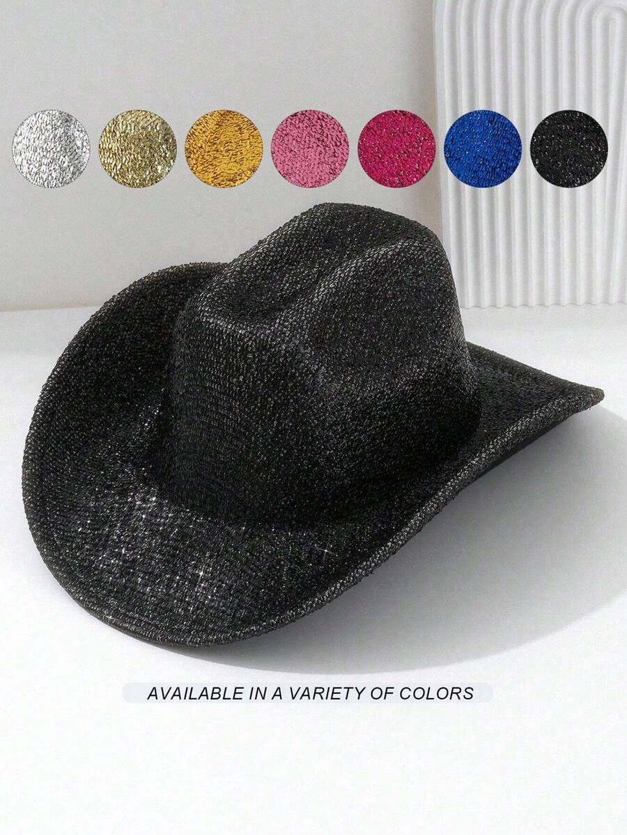 1 pieza Sombrero de copa neutro para hombres y mujeres con acabado cepillado y unicolor brillante, estilo punk con ala ancha, adecuado para fiestas, eventos con tema occidental, reuniones, fiestas de compromiso, juegos de roles, ceremonias de graduación, fiestas de disfraces, festivales, bodas, celebraciones de cumpleaños, festivales de música, ceremonias de mayoría de edad, de moda y versátil - color sólido - Ver 1