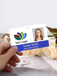 Custom Photo & Text ID Badge, Personalized Employee Name Tag, Customizable Office ID Card, Custom Work Badge For Office, Event, Staff Identification. - Multicolor - View 4