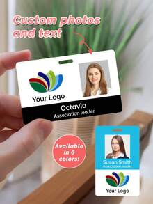 Custom Photo & Text ID Badge, Personalized Employee Name Tag, Customizable Office ID Card, Custom Work Badge For Office, Event, Staff Identification. - Multicolor - View 10