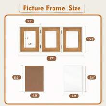 Triple Hinged 3 Picture Frame 4X6 Distressed Wooden Photo Frame For Tabletop Display Picture College Frame Holiday Christmas Home Decor - White Boho 4*6 - View 2