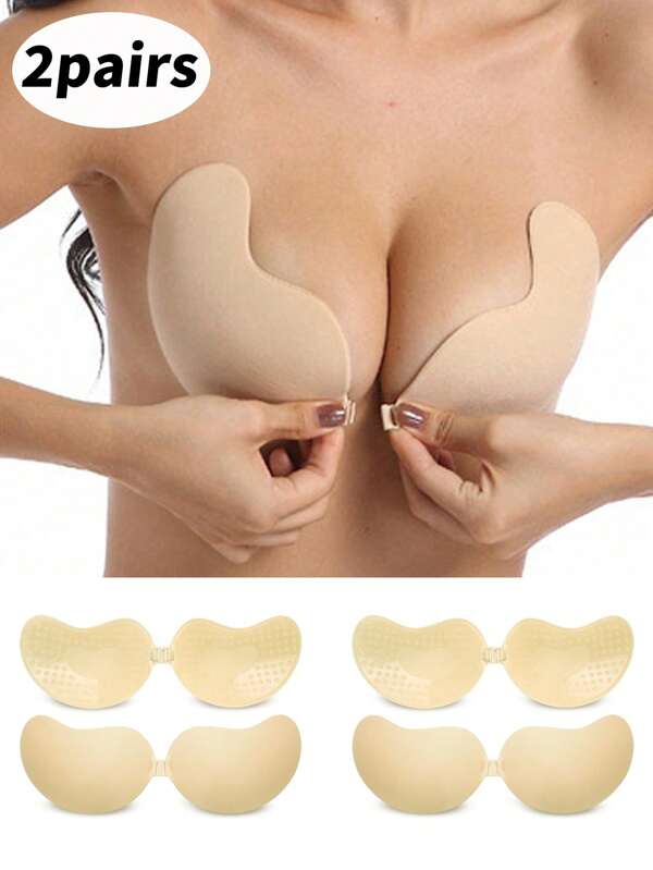 2 Pairs Mango Shaped Adhesive Push Up Bra Invisible Backless Silicone Bust Enhancer Bra Tape