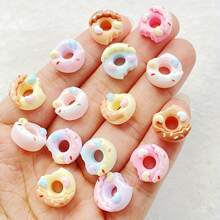 10/30/50pcs Cute Cartoon 12mm Resin 3D Colorful Mini Cartoon Donut Gems - Flat Back Small Figurines For Scrapbooking, Wedding Decor, Nail Art | Pink, White, Blue, Yellow Christmas And Valentine''s Day Themed Decorations - Random Mix - Take a Bite Of the Donut - Style B - View 7