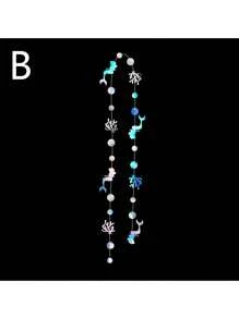 1pc Mermaid Pennant Banner, Glittering Mermaid Style Pennant, Novel Design, Great For Home Decor, Party, Birthday, Photo Backdrop, Suitable For Various Festivals, Gatherings, And Seasons