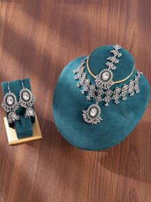 4 件套复古阿拉伯皇家风格波西米亚女士首饰套装，适合派对和节日穿着，适合女士的礼物 - 橢圓套鏈 - 查看 16