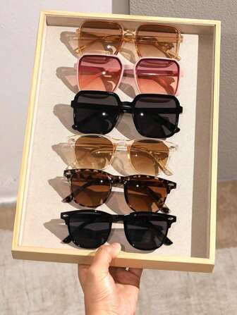 3/6pcs Women Geometric Frame Boho Elegant Modern Simple Style Fashion Glasses Combination For Outdoor Travel Driving Camping Street-Photography Accessories