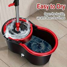 Mop Bucket Water Grinder Set, Rotating Mop And Bucket Set, 360 ° Rotating Mop Bucket System With Stainless Steel Handle For Floor Cleaning, Equipped With 3 Ultra-Fine Fiber Mop Replacement Heads