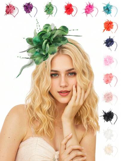 1pc Feather Fascinators Flower Headpiece Tea Party Wedding Cocktail Kentucky Derby Fancy Dress Party Fascinator Headband