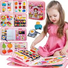 1PC Busy Board Toddlers Sensory Activity Board - Montessori Toys 3-5 Years Old Boy Airplane Car Travel Essentials Kids Road Trip Games Quiet Book Birthday Gifts Preschool Learning Toy Baby Educational Toys