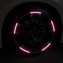 20pcs Car Tires, Wheel Hubs, Reflective Stickers, Colored Glowing, Colored Pink Stickers, Car Decorations - Pink - View 4
