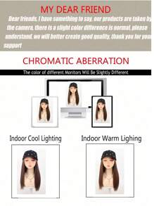 16 英寸长直发合成假发棒球帽接发帽假发黑棕色可调节女士假发