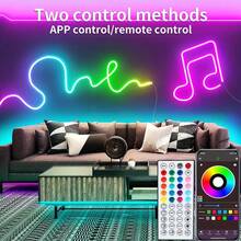 Remote & APP Controlled LED Neon Light Strip - IP65 Waterproof, Flexible. RGB Rope Light, Perfect For Bedroom, Room, And Outdoor Decor.