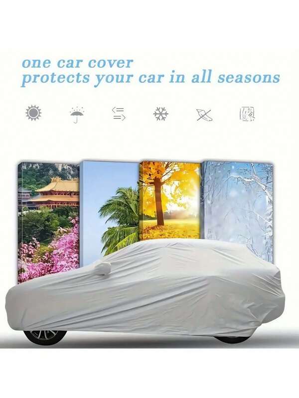 1 pièce Housse de voiture universelle - Protection du véhicule extérieure - Pluie, soleil, poussière, neige - Housse de voiture toutes saisons, extérieur argenté, convient aux berlines et SUV, pour utilisation intérieure et extérieure, fournissant une protection complète - Accessoires automobiles - Indispensables hiver et été - Housse de voiture