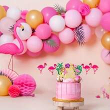 1 pièce Flamant rose Joyeux anniversaire décoration de gâteau Paillettes Flamant rose Décoration de gâteau Palmier Tortue Feuille Fleur Pique-cake Flamant rose pour Tropical Hawaïen Luau Fête d'anniversaire Fournitures de décoration de gâteau