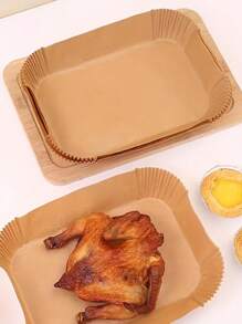 50/100pcs Brown Rectangular Air Fryer Paper Special Thick Oil Absorbing Paper Baking Oven Heat-Resistant Oil Paper Tray