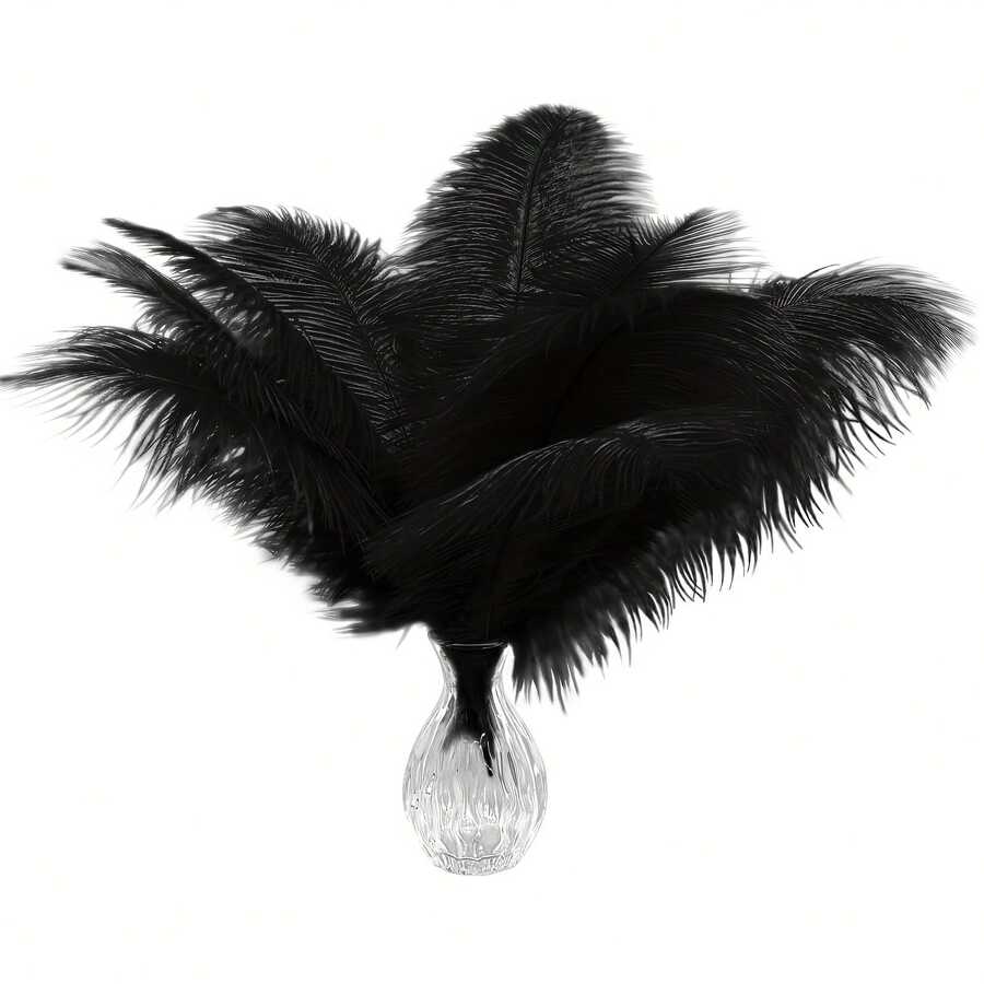 20pcs Black Artificial Feathers 10-12 Inch (25-30cm) Bulk Feathers For Home Decoration And DIY Clothes Decoration, Gatsby Decorations - Black - View 1