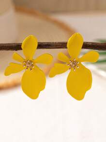 1 par de pendientes con flores y tréboles metálicos multicolor para mujer, de moda para fiestas, bodas y uso diario