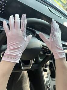 1 Set de guantes unisex transpirables con protección solar, guantes de tacto suave para pantalla táctil para conducir, ciclismo y uso en exteriores en verano