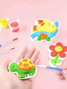 1/2/4pcs Creative Miniature White Plaster Painting Toy For Kids - DIY Plaster Doll Painting And Crafting, Children Art And Handicraft Toy (Random Delivery) (Random Packaging)