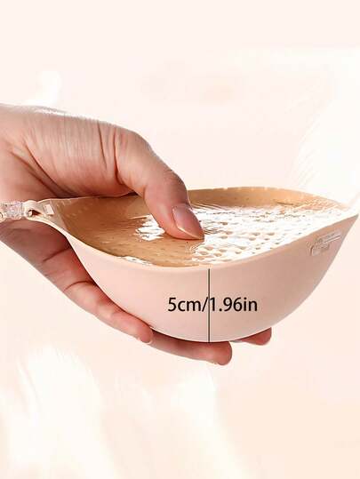 1 Pair Thickened 5cm Push-Up Adhesive Breast Pads With Free Adjustable Straps - Reusable Non-Slip Silicone Enhancers For Bras/Swimwear, Wedding/Yoga/Gym, Sweatproof & Seamless