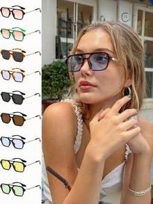 1 Cặp Kính Thời Trang Unisex Gọng Vuông Phong Cách Đường Phố Cổ Điển Mới - Nhiều màu - Xem 2