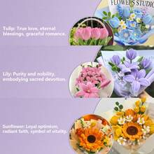 370 Pcs Pipe Cleaners Craft, 4 Assorted Colors Pipe Cleaners Bulk, Chenille Stems For DIY Flower Making Kit With Floral Wires, Gardening Tape, Stamen& Ribbon, Holiday Gifts Pipe Cleaner Decorations,Holiday Decorations With Chenille Stems