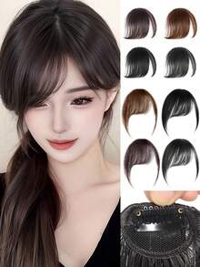 自然直发合成刘海高温纤维夹式全刘海带发尾