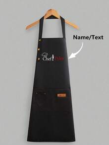 1pc Customized Black Kitchen Cooking Apron, Modern Polyester Oil-Proof Apron, Black Kitchen Apron, Polyester Apron For Garden, Kitchen And Housework Perfect For Home, Restaurant, And Kitchen Cooking - Multicolor - View 7