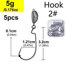5pcs/Box Texas Fishing Rig Clamp Head Hooks,3.5g-14g Anti- Crank Hooks For Freshwater And Saltwater Fish Such As Bass, Pike, Etc.,Lure Barrier Crossing Anti-Hanging Bottom Hooks, Lure Hook Hooks With Anti-Hanging Bottom Swing Design - Grey - View 11