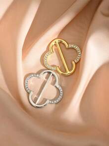 3pcs Women Fashion Metal Clothing Accessories Set - 2 Gold 1 Silver (Collar Clip, Scarf Clip, Belt Buckle) - Multicolor - View 4