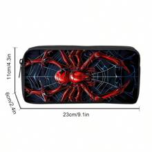 Red Spider Printed Backpack Three Pieces Set (Single-Layer Backpack + Shoulder Strap Round Lunch Bag + Single-Layer Pencil Bag) Pencil Case