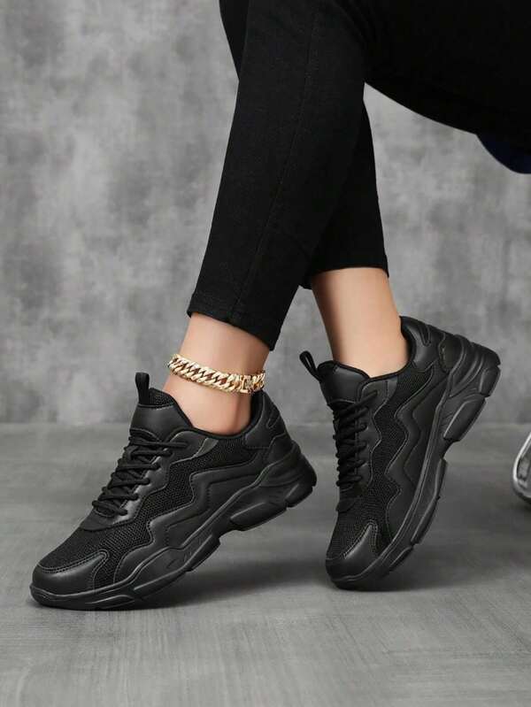 Zapatos deportivos casuales para mujer, zapatillas de entrenamiento con malla transpirable y con diseño a la moda, con suela antideslizante y sin marcas, en piel y parche, ligeros y personalizados para estudiantes, uso al aire libre y fiestas