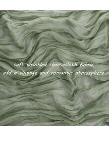 Boho Gauze Table Runner - 35x71/118 Inch Rustic Cheese Cloth Long Table Runner For Wedding, Bridal Shower, Birthday Party Decor (Dusty Sage Green) - Green - View 3